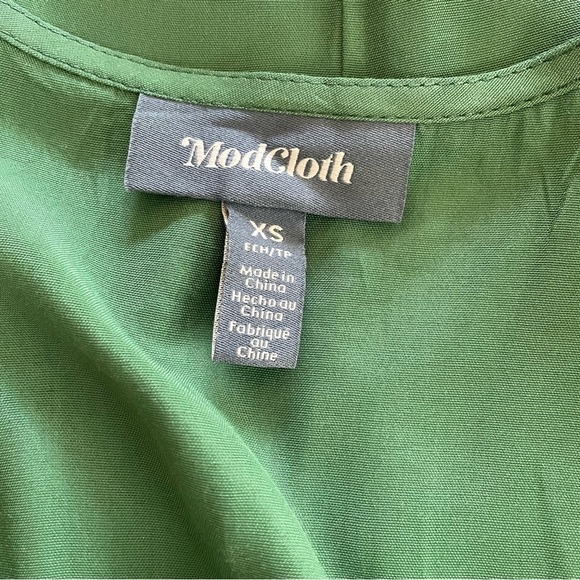 ModCloth Hunter green deep V neck short sleeve maxi Dress size XS - Picture 10 of 14